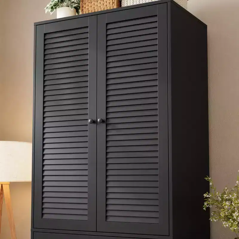 COZONY Armoire Wardrobe with 3 Drawers & 2 Doors, Modern Wooden Closet Cabinet for Bedroom, Heavy Duty White Standing Armoire