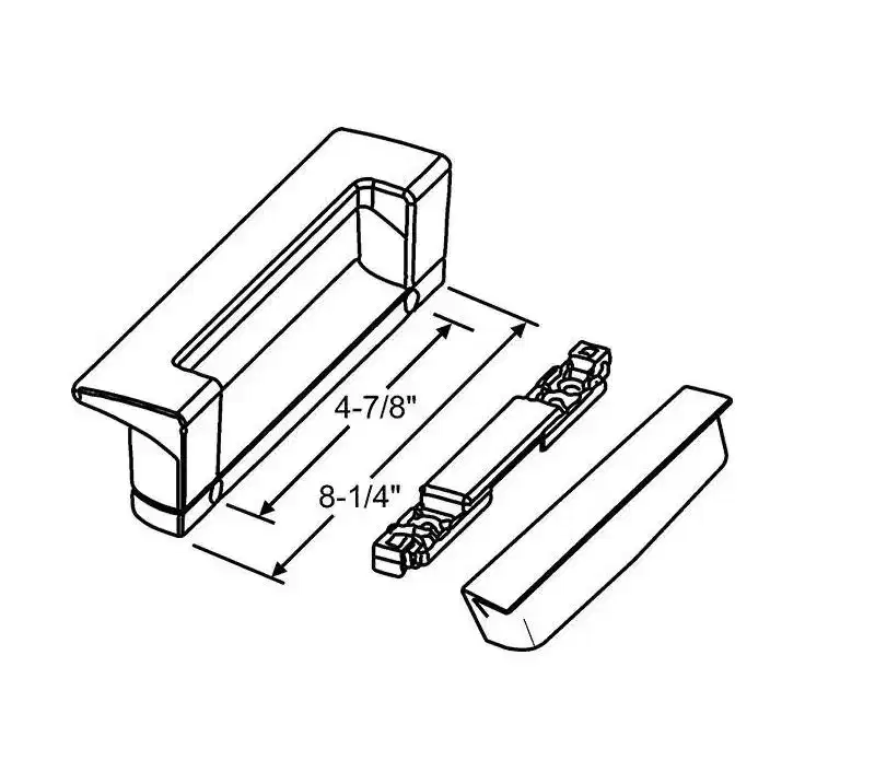 Brixwell Crest SGD Handle Kit With Snib Zinc Construction 8-1/4 Overall Length 4-7/8 Hole To Hole Space Sliding Door Hardware White Finish