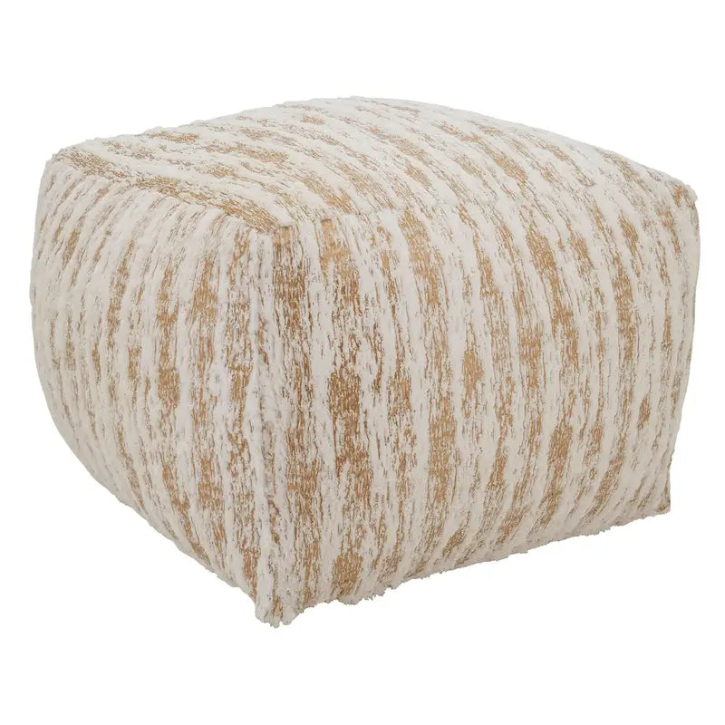 Faux Fur Pouf With Foil Print Design