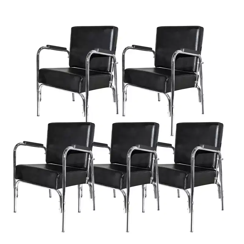 PureSana 5 Pack Chromium Ella Professional Auto Reclining Shampoo Chair with Washable Vinyl, High Density Foam Cushions, and Stainless Steel Frame