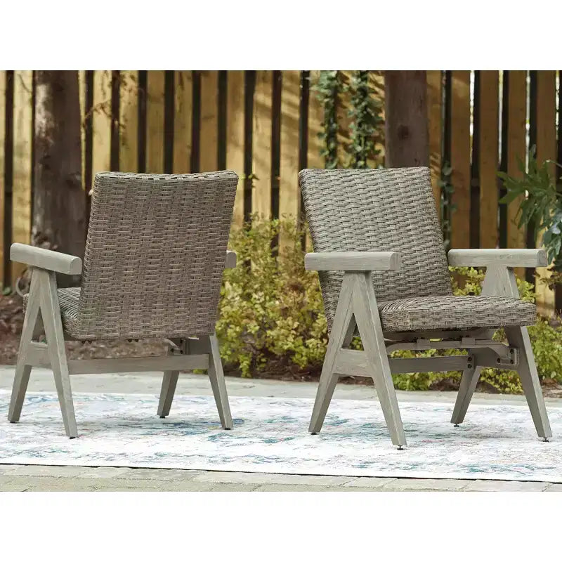 Signature Design by Ashley Haven Retreat Rocking Arm Chairs with All-Weather Frame and Foam Cushions, Set of 2, Beige