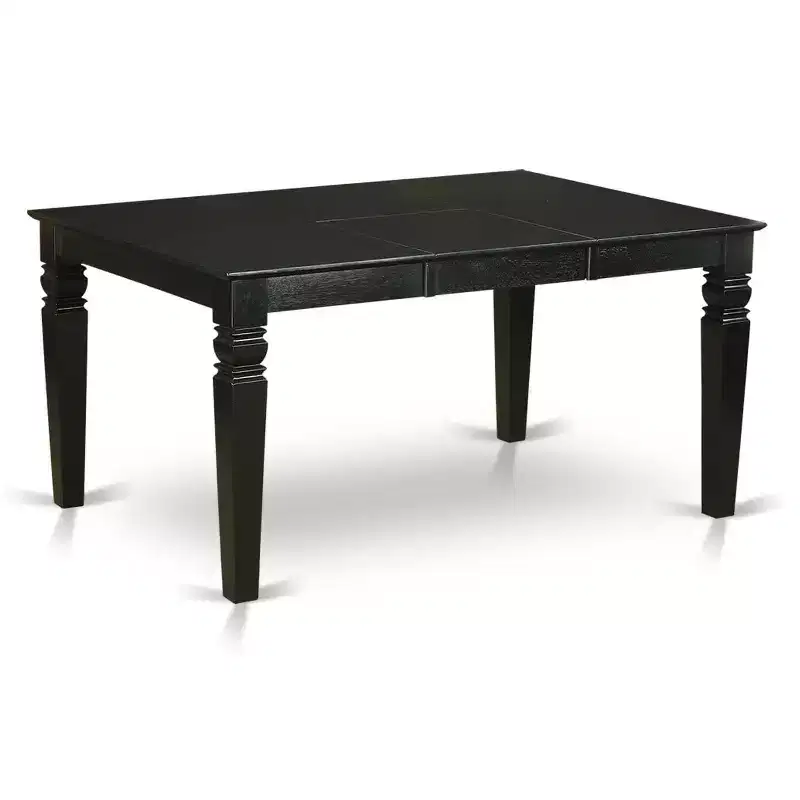 HomeStock Belmont 7 Piece Dining Table Set Contains a Rectangle Kitchen Table with Butterfly Leaf and 6 Upholstered Chairs, Black