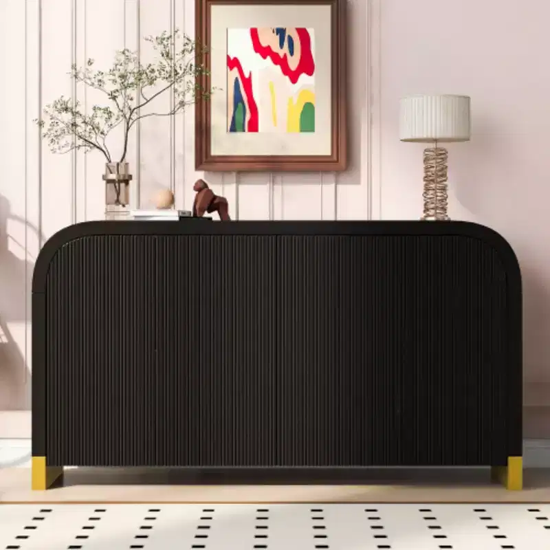 U-Style Four-Door Cabinet Sideboard with Ash Veneer: Exceptional Features for Hallways, Entryways, and Living Rooms