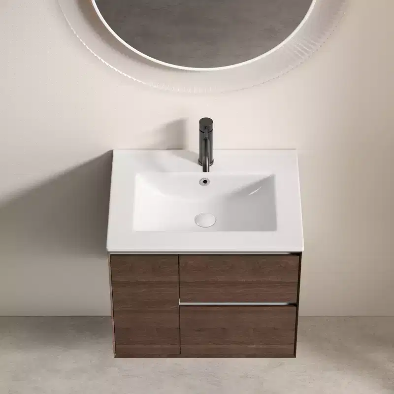 JVNOXK 24 Inch Bathroom Vanity Sink, Ceramic Bathroom Sink with Overflow Hole, No Drain, Convenient for Storing Personal Items, Bright White