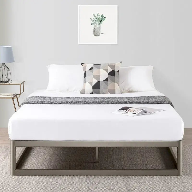 Heavy Duty Metal Platform Bed Frame with Steel Slats �� No Box Spring Needed
