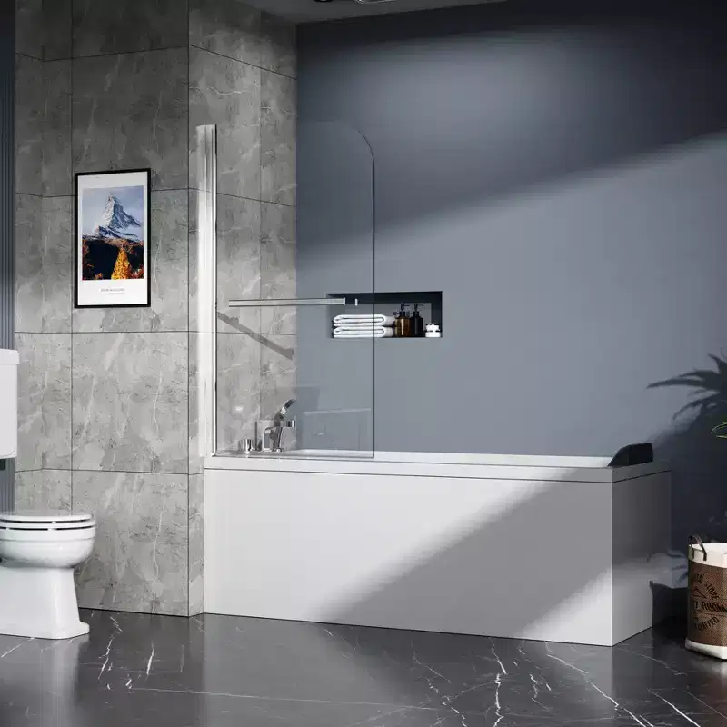 MAYEERTY 31X 55 Bathtub Screen Framless Shower Door Tempered Glass Shower Panel