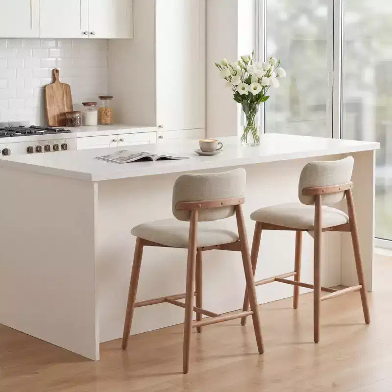 Christopher Knight Home Grace Transitional Rubberwood Upholstered Counter Stools with Curved Backrest (Set of 2)