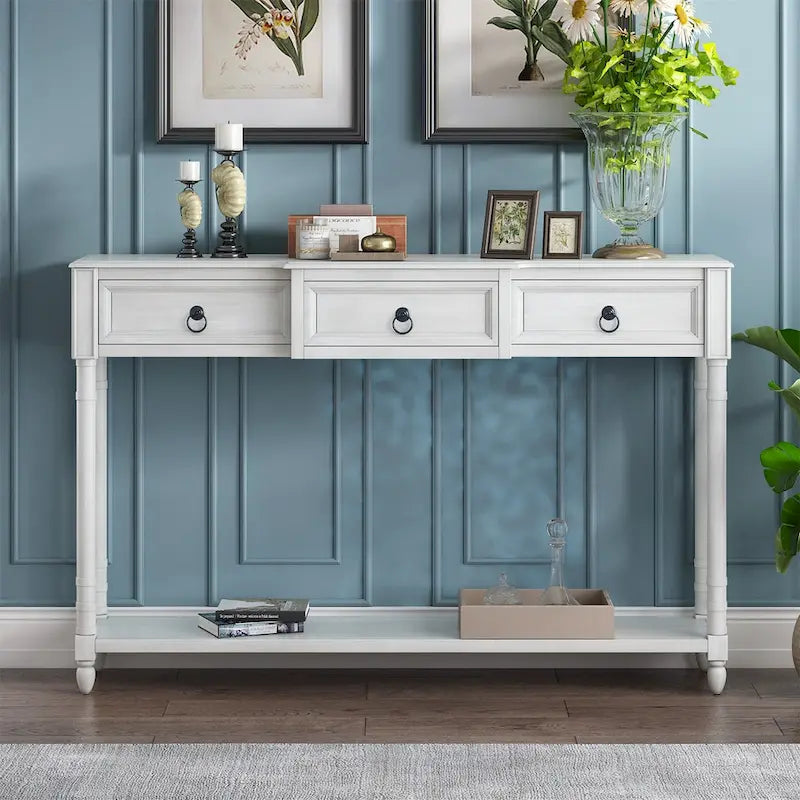 Merax Console Table Sofa Table with Projecting Drawers and Shelf for Entryway