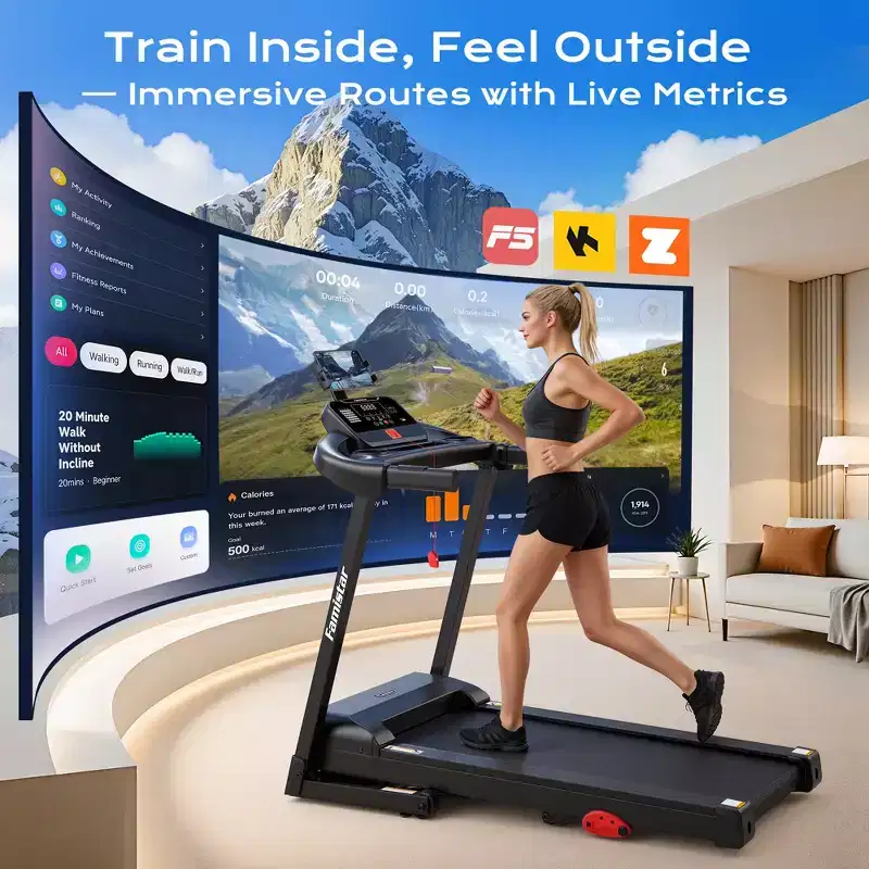 Treadmill 310LBS Capacity for Home, 3.1HP Folding Treadmill , Treadmill with 8% Incline, 7.5MPH, 71 Preset Programs, Shock Absorption, APP Control