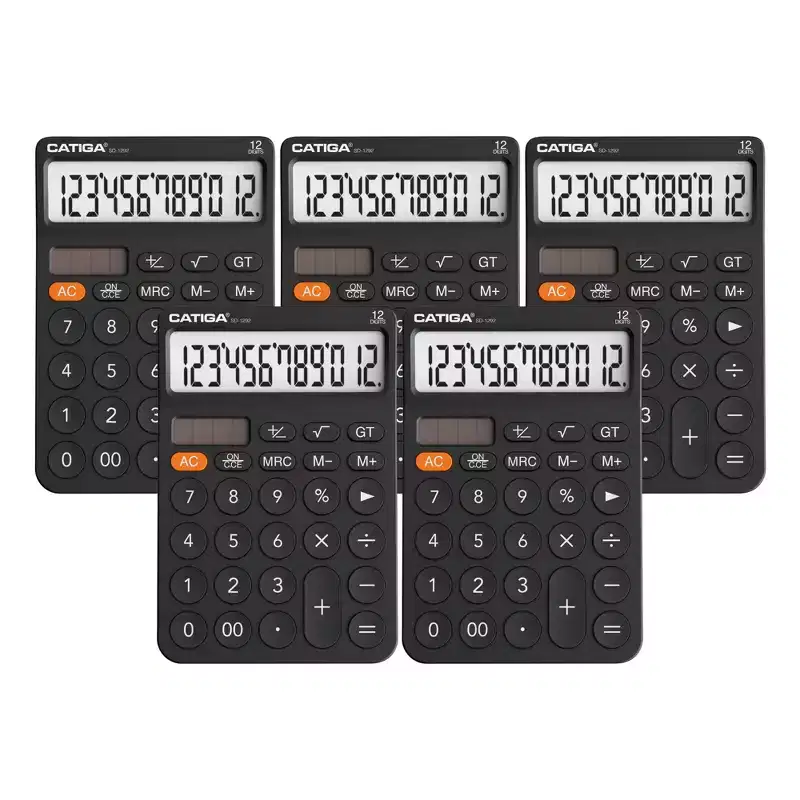 CATIGA 12-Digit Desktop Calculator, Large LCD, Big Buttons, Solar & Battery Dual Power, Standard Functions for Office, Home, School - SD-1292