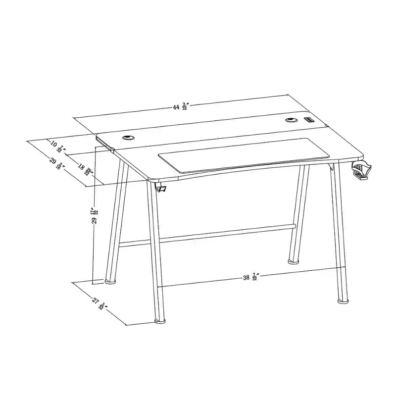 Gaming Desk with LED Lights and Headphone Holder - Room Essentials