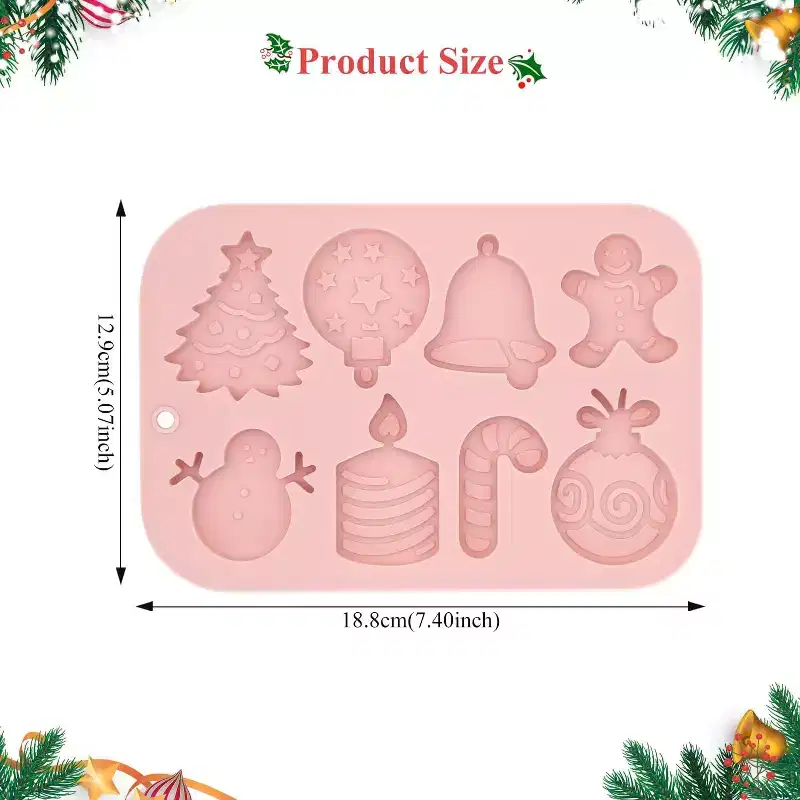 JDICTION Christmas Silicone Molds Light Pink Reusable Non-stick Candy and Chocolate Molds for Baking Small Treats