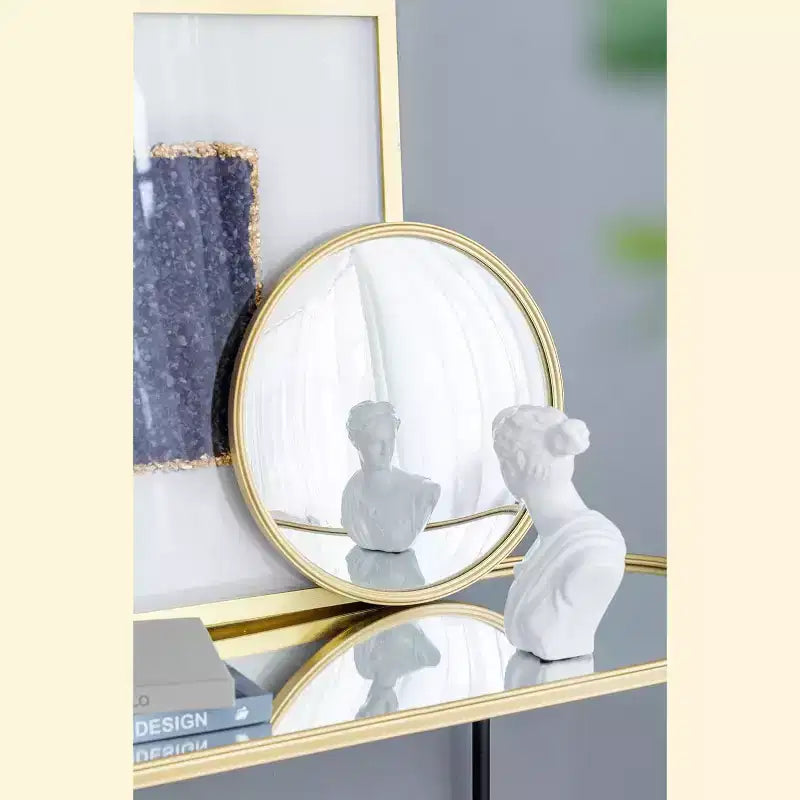 Round Mirror, Circle Mirror with Iron Frame for Living Room Bedroom Vanity Entryway Hallway, Gold
