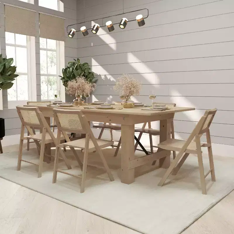 Merrick Lane Set of 2 Cane Rattan Folding Chairs
