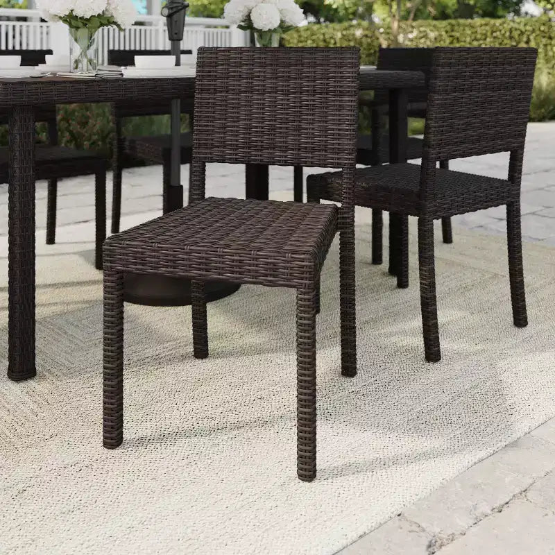 Martha Stewart Bedford Set of 2 Indoor-Outdoor Stackable Patio Dining Chairs in Rattan Wicker