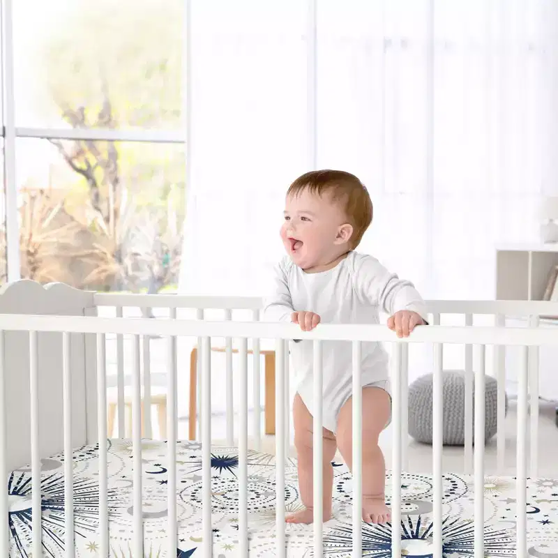 Sweet Jojo Designs Gender Neutral Baby Fitted Crib Sheet Celestial Navy Blue Gold and White
