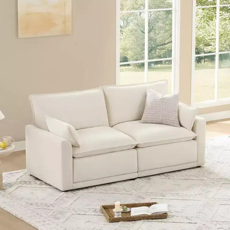 Spruce & Spring Cream 2-Piece Modular Couch Oversized Sectional Sofa for Living Room