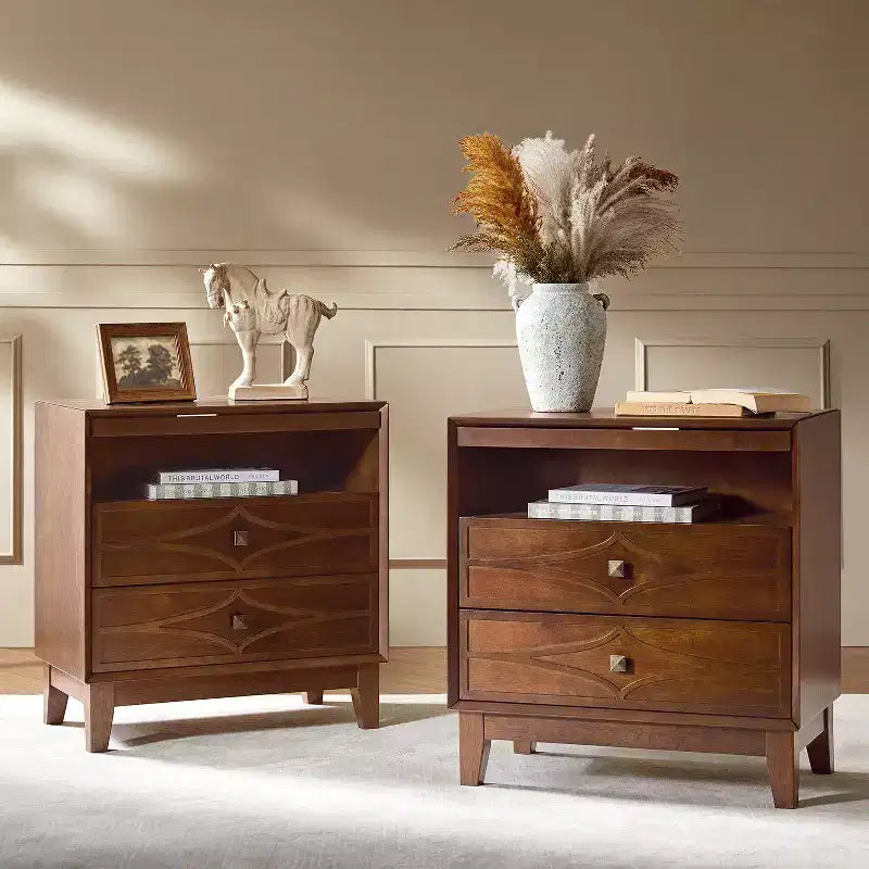 Imelda 3-Drawer End Table with Type-C and USB,Set of 2|ARTFUL LIVING DESIGNS-WALNUT