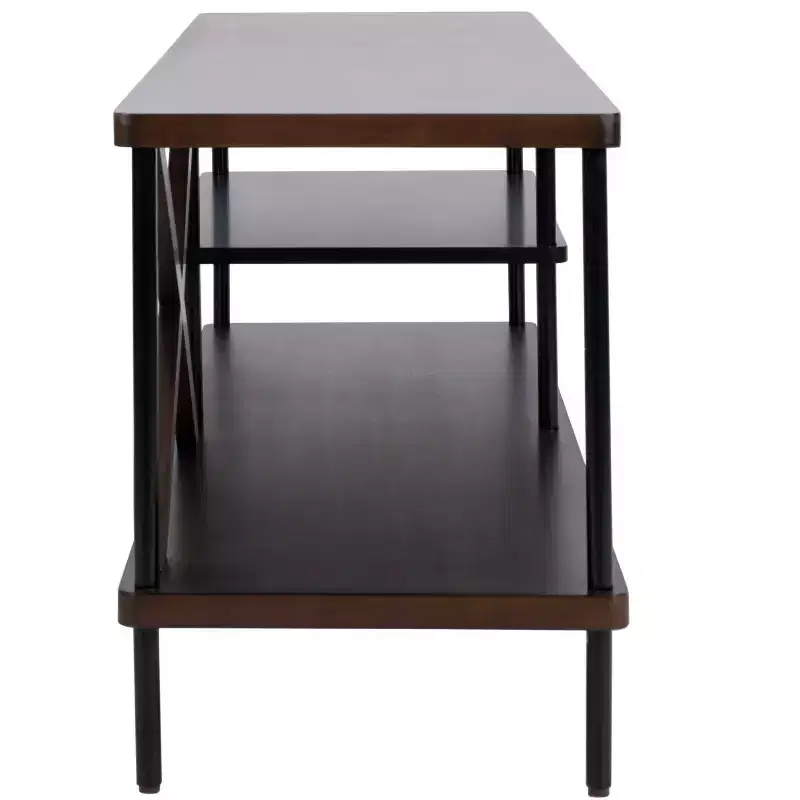 Bruno Industrial Media Stand - MED5001 - Walnut/Black - Safavieh