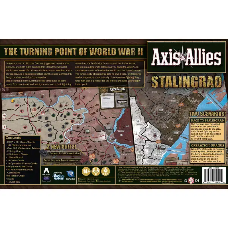 Axis & Allies: Stalingrad - WWII Strategy Board Game, Ages 14+, 2 Players, 4hrs