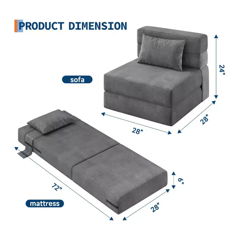 COZONY 4-in-1 Folding Sofa Bed & Sleeper Chair, 72/76L Convertible Loveseat, Tufted Floor Lounger