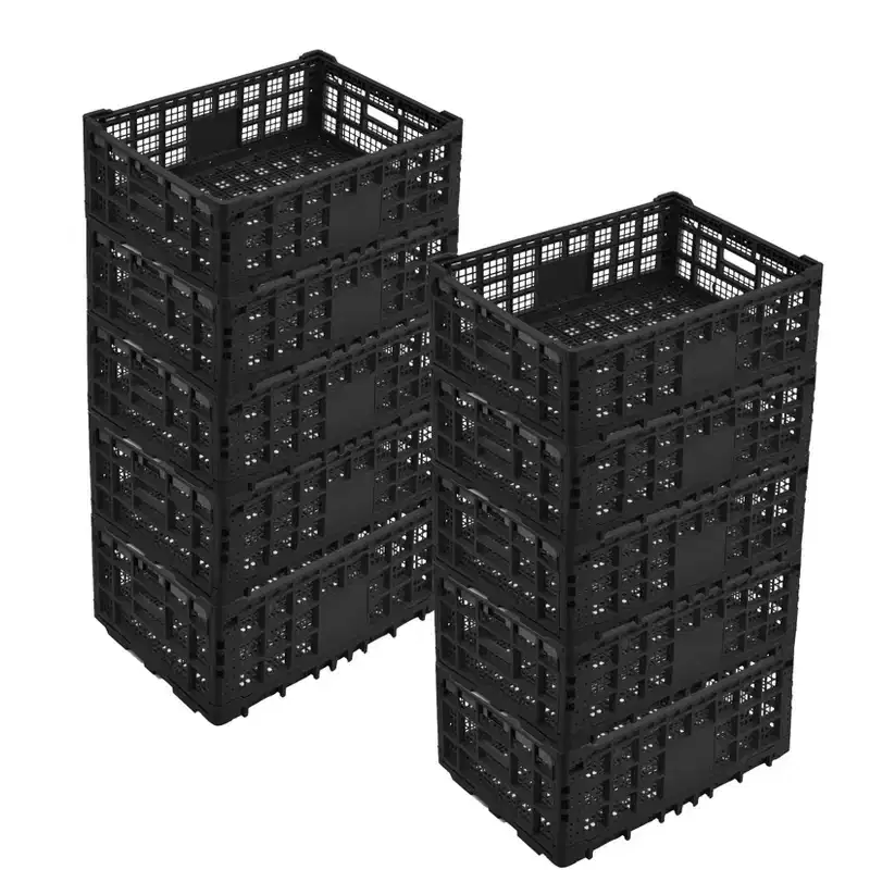 COZONY 1/2/5/10 Pack Collapsible Storage Crates, 52L Foldable Plastic Bins w/ Lid, Stackable Organizer Baskets for Home, Office & Grocery, Multicolor