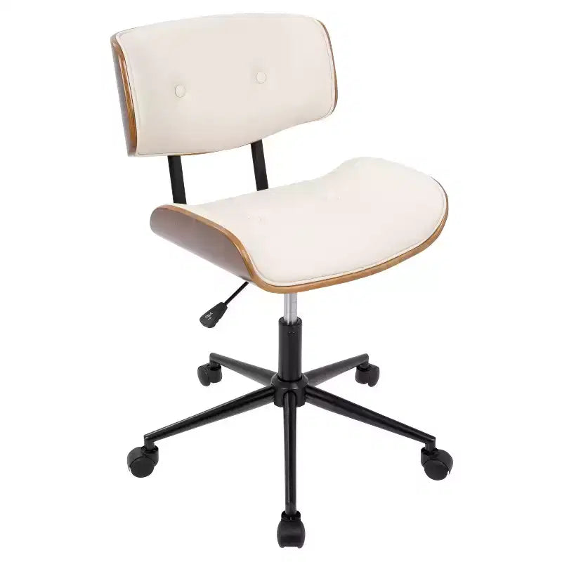 Cream / Gray / Black Mid-Century Modern Swivel Office Chair – Armless, Single Seat
