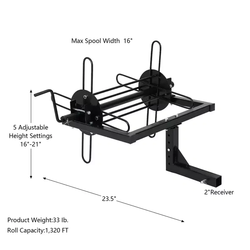 Wire Unroller with Bolts, Fit 2-inch receivers,Receiver Hitch Compatible and for Fencing,Multifunctional,Black