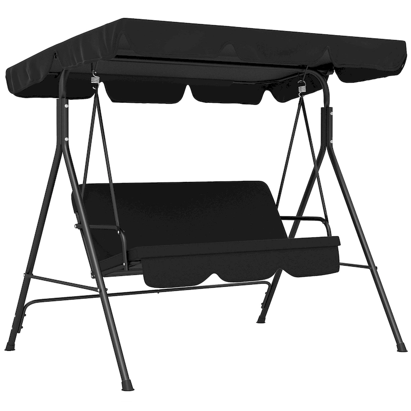 Outsunny 3-Seat Outdoor Patio Swing Chair with Removable Cushion and Adjustable Tilt Canopy for Patio, Garden, Poolside