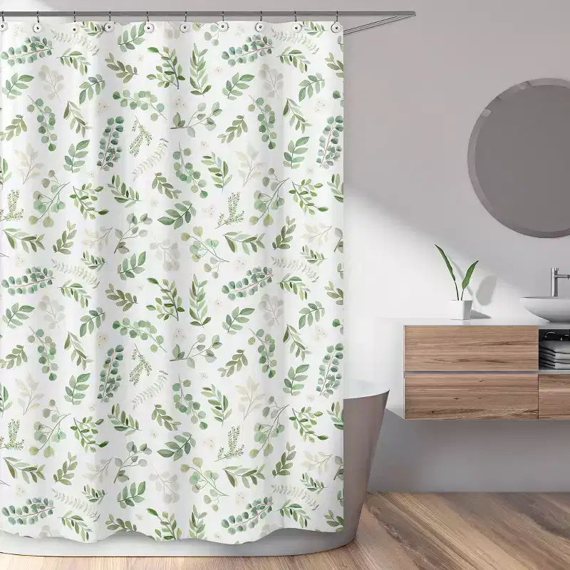 Sweet Jojo Designs Shower Curtain 72in.x72in. Botanical Green and White