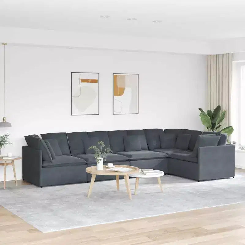 vidaXL Modular Sofa Set - Velvet Dark Gray - Modern Furniture for Living Room & Lounge - Metal & Wood Frame - 157.5 x 78.7 - Indoor Use
