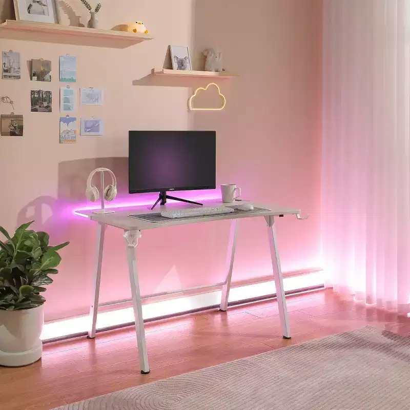 Gaming Desk with LED Lights and Headphone Holder - Room Essentials