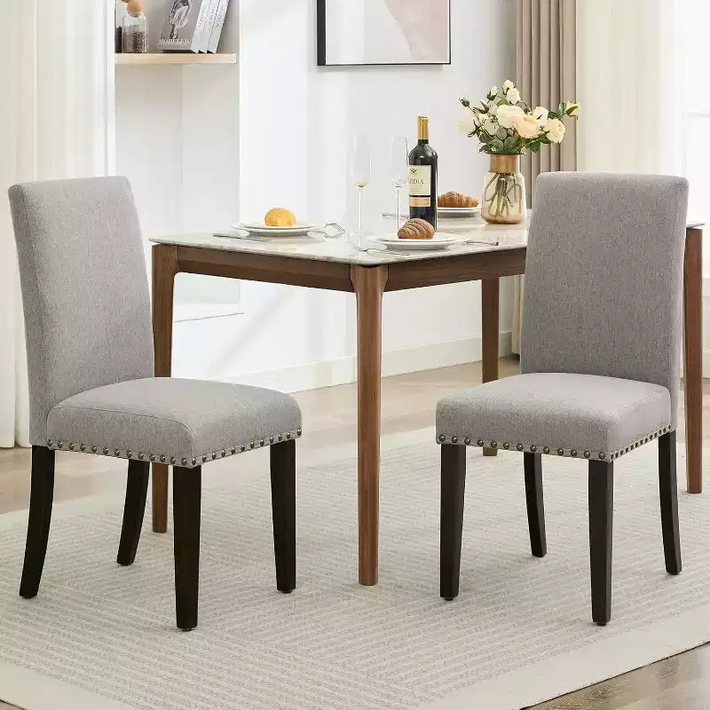 Dining Chairs Set of 2, Modern Fabric Upholstered Chairs, Wood Legs, 265lbs Weight Capacity, Easy Clean, for Dining Room, Kitchen, Home