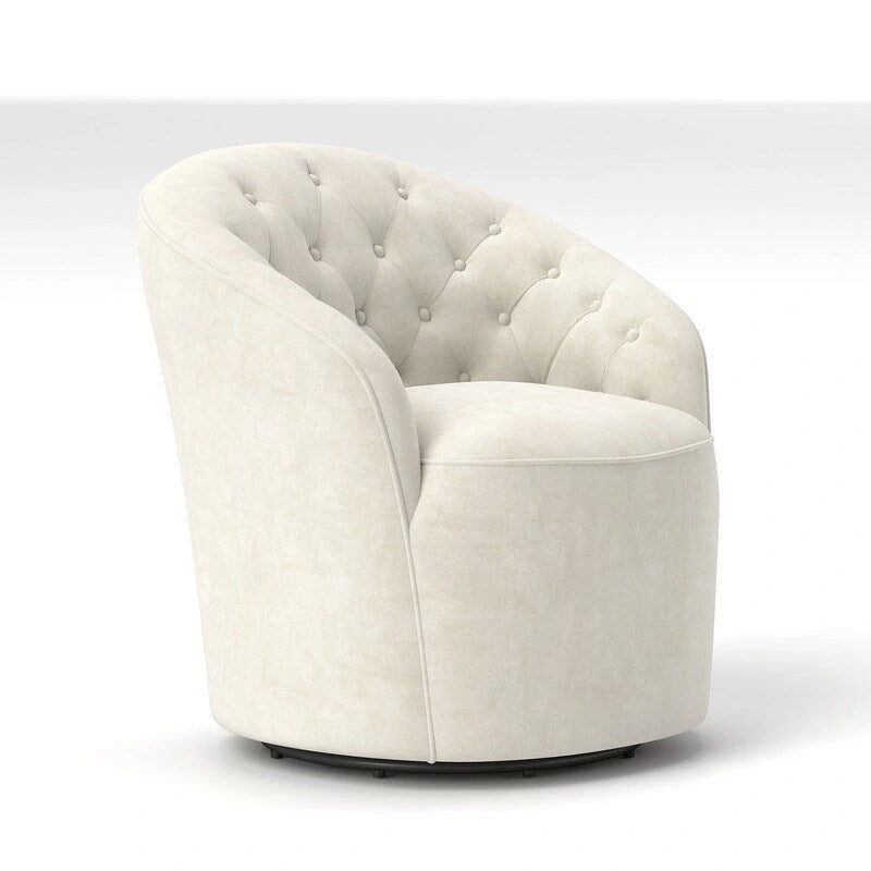 SEYNAR Modern Velvet Upholstered 360 Degree Swivel Barrel Chair with Button Tufted Back Set of 2