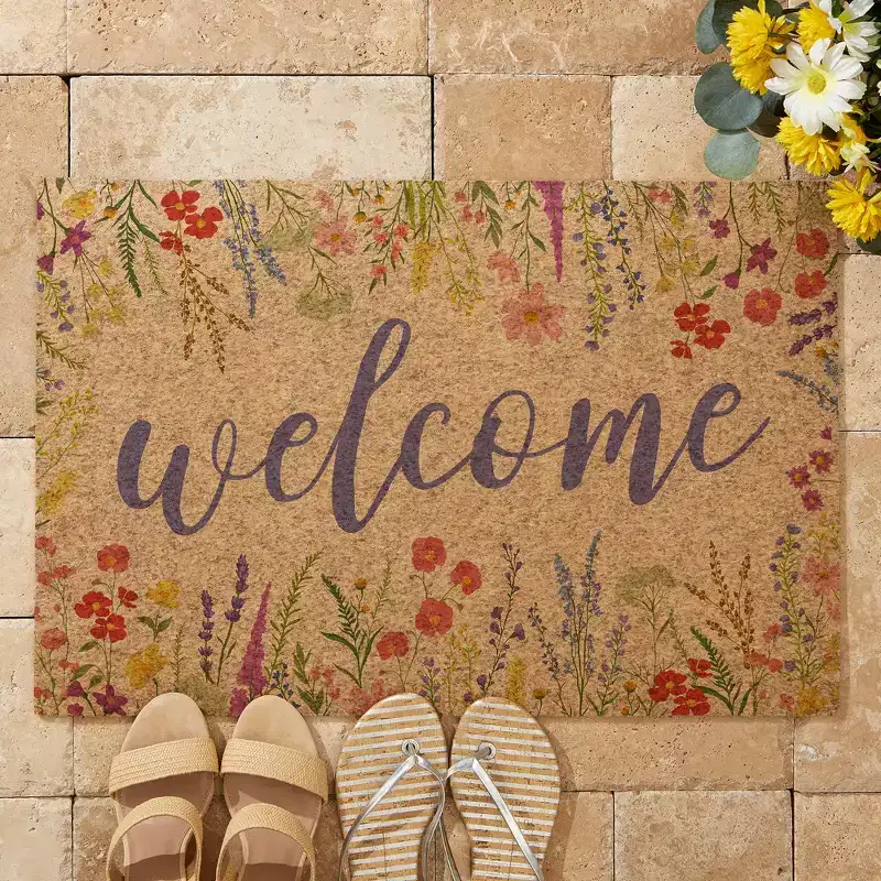Personalization Mall Welcome Spring Synthetic Coir Doormat, 18x27