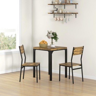 3 Piece Dining Room Set for 2, Dining Table Set for Breakfast Nook, Small Space, Apartment, Space Saving