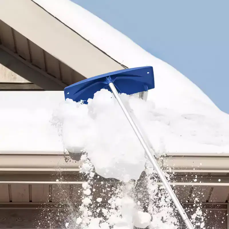 VEVOR Snow Roof Rake, 24 in PP Plastic Blade, 3.8-18.2 ft Adjustable Roof Snow Scraper with Wheels, Anti-Slip Handle Snows Removal Tool, Silver