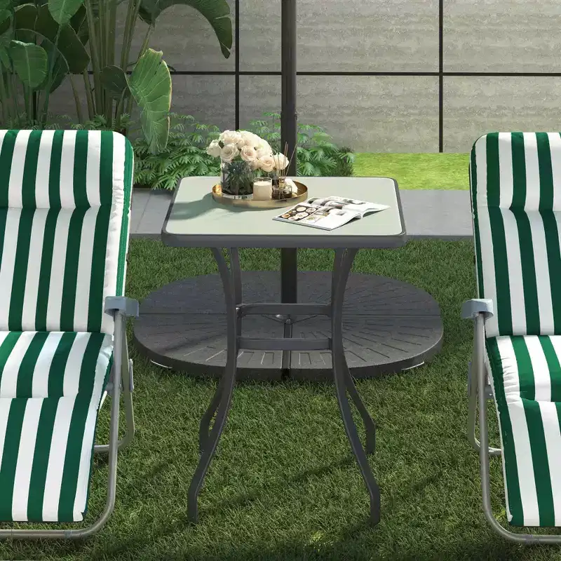Outsunny 33 Square Bistro Table Garden Dining Table Outdoor Tempered Glass Table