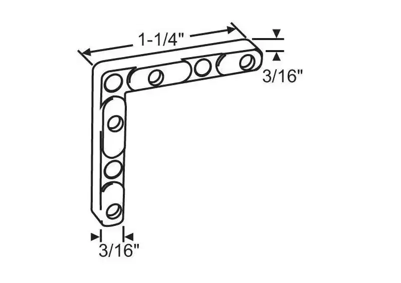 Brixwell Corner Key Window Hardware, 1-1/4 Arm Length, 3/16 Thickness, Zinc Material With Gray Finish