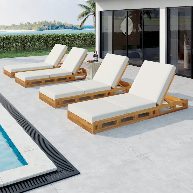 Christopher Knight Home - Isabella Acacia Wood Patio Chaise Lounge Set