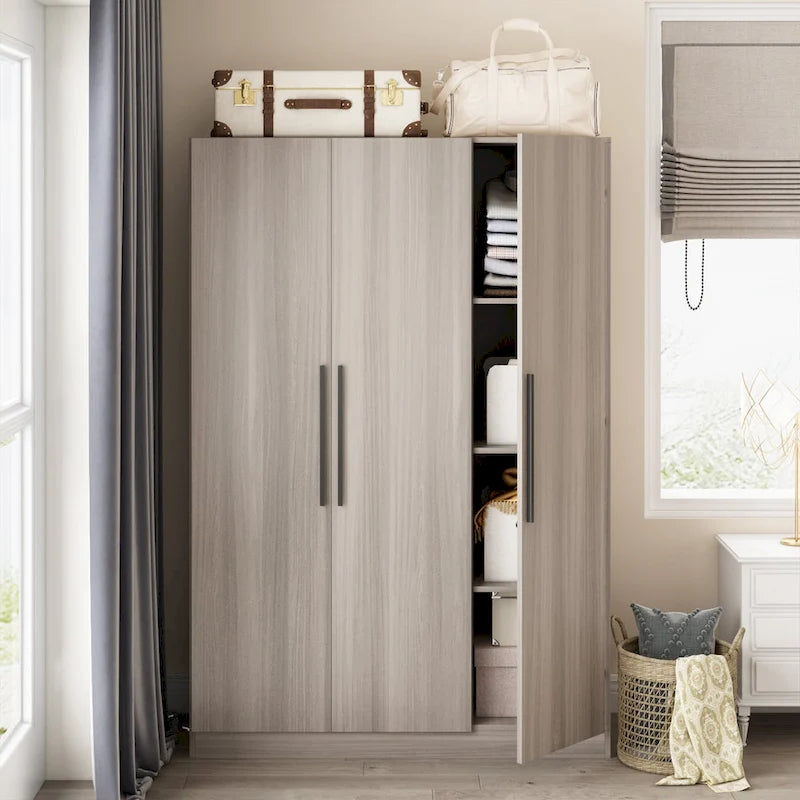 Large Wardrobe Armoire Wooden Closet with 3 Doors for Bedroom Hanging