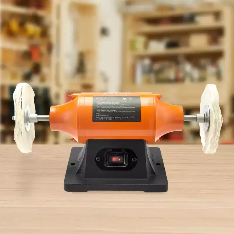 VEVOR 1/2HP Bench Buffer Polisher, 6-inch , 3450RPM Single Speed Benchtop Polisher with 2PCS Cloth Wheels & Cast Iron Base, Orange+Black