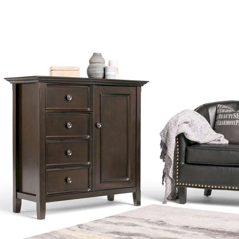 Solid Wood 37-Inch Wide Transitional Medium Storage Cabinet - 37W x 17D x 36H