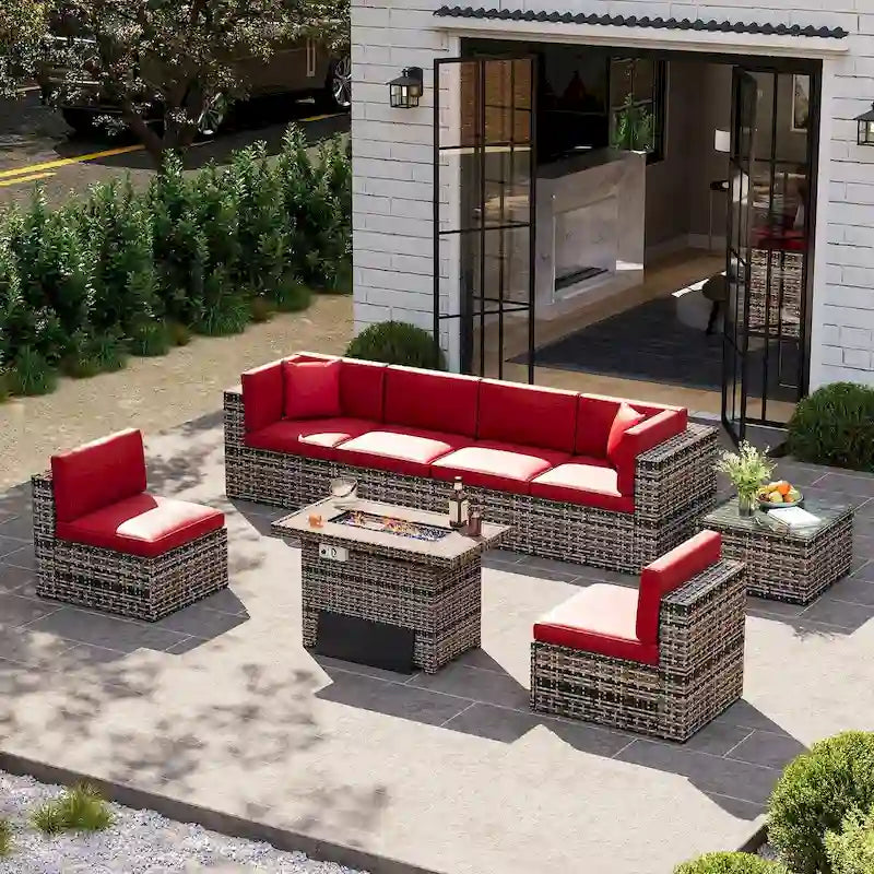8-Piece Patio Furniture Set with 40 Fire Pit Table