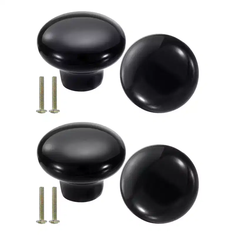 Unique Bargains Round Ceramic Drawer Knobs with Screw for Cupboard Wardrobe 4 Pcs