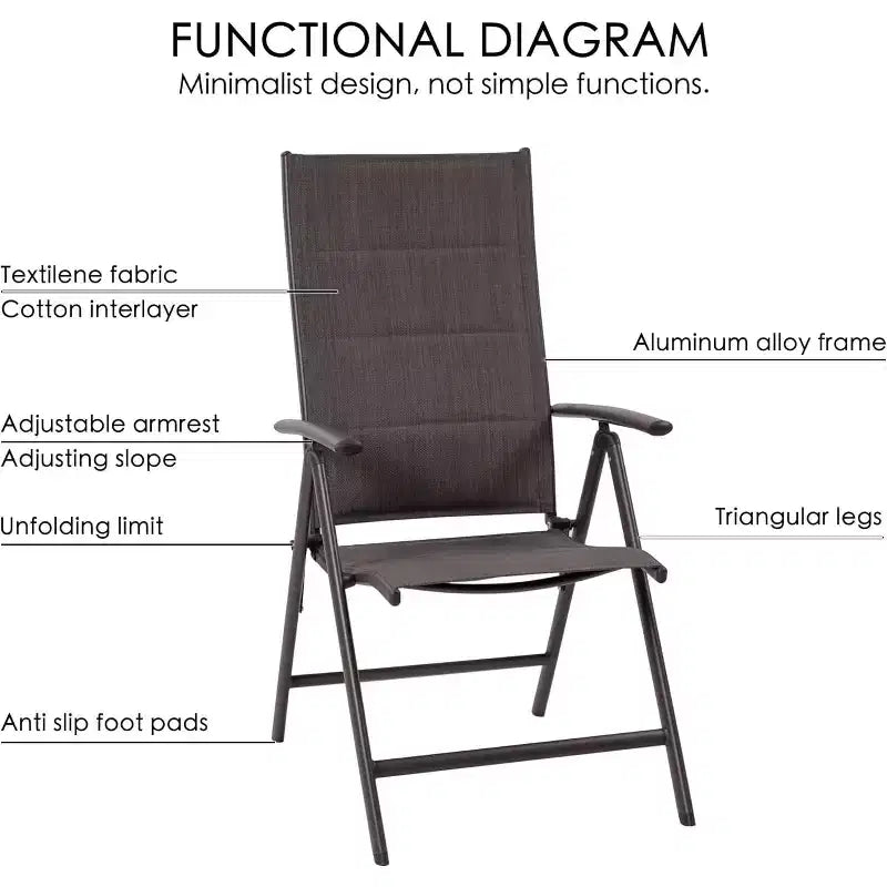 Kozyard Coolmen 2-Piece Outdoor Patio Dining Chair Set  Foldable Deck Chairs with Breathable, Padded Textilene Seats for Patio and Garden Use