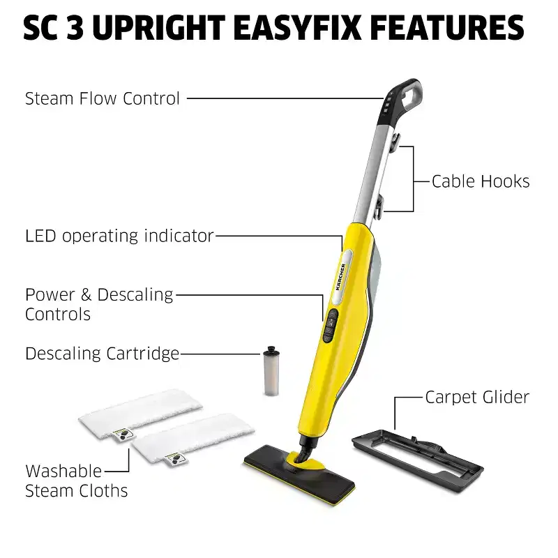 Karcher SC 3 Upright Steam Mop for Hard Floors and Carpets, 30 Second Heat Up