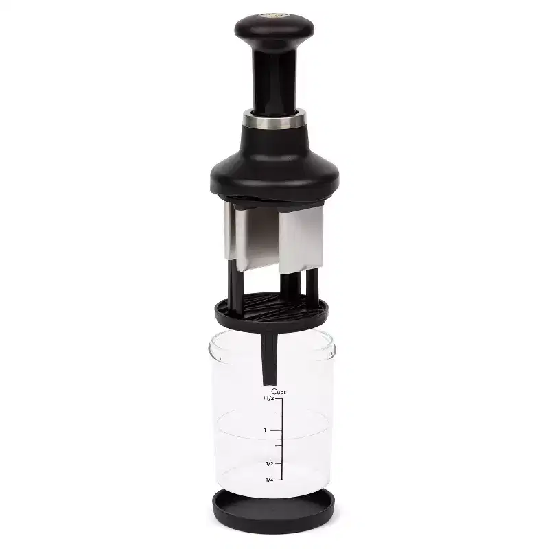 PL8 Professional Food Chopper: Handheld Veggie, Vegetable, Onion & Garlic Chopper, Dishwasher-Safe, Clear/Black