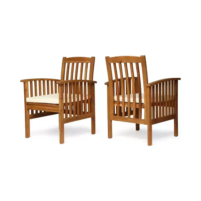 TUYOHW Outdoor Dining Chairs Set of 2,Acacia Wood Patio Dining Chairs with Water-resistant Cushions,Patio Chairs for Backyard,Balcony,Poolside
