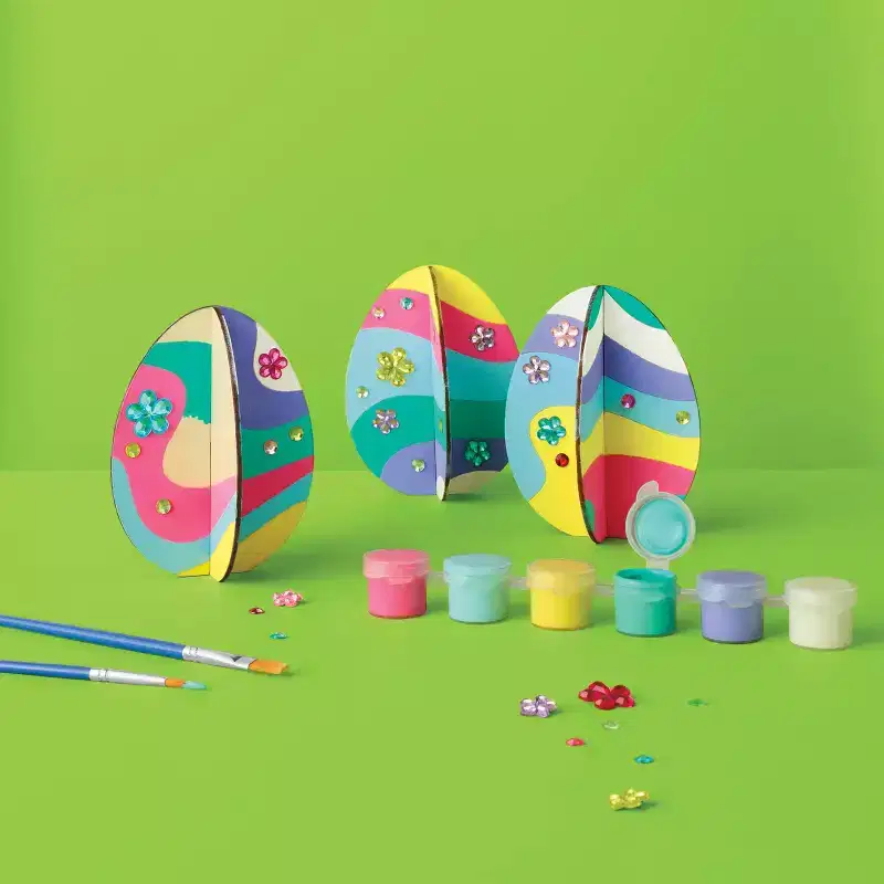 Easter Craft 3ct Wood 3D Eggs Painting Activity Kit - Mondo Llama™